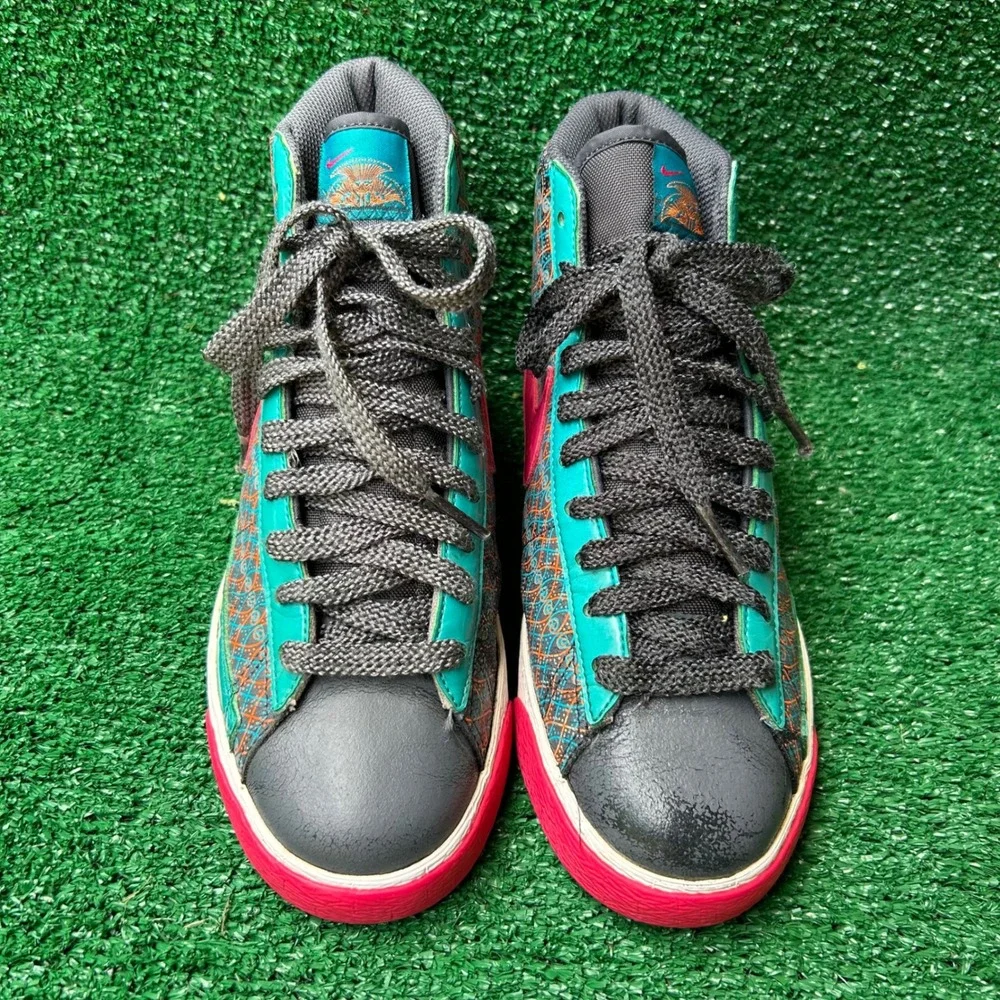 2009 Nike Blazer Mid Multi Color Pattern Teal Pink 317808-061 Mens 7.5 High